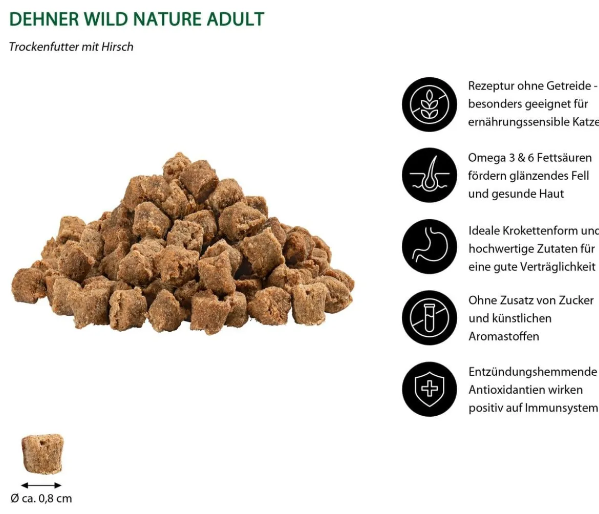 Dehner Wild Nature Trockenfutter für Katzen Auwald Adult, Hirsch