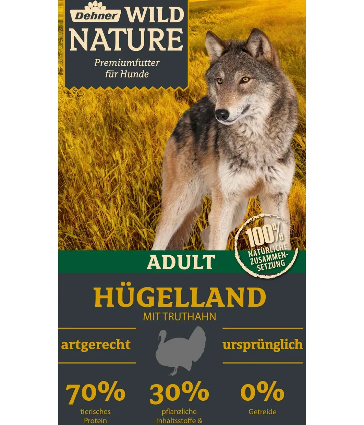 Dehner Wild Nature Trockenfutter für Hunde Hügelland Adult, Truthahn