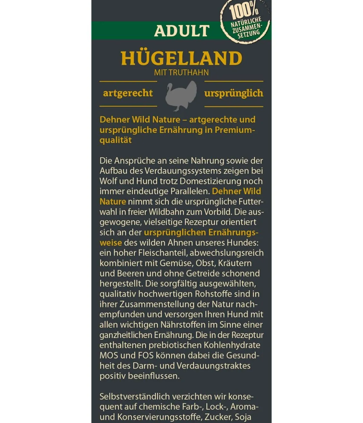 Dehner Wild Nature Trockenfutter für Hunde Hügelland Adult, Truthahn