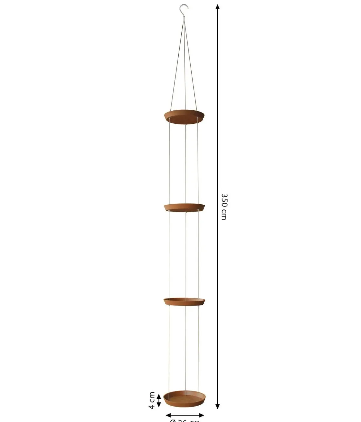 Dehner Zement-Hängeuntersetzer mit Kordel, rund, ca. H350 cm