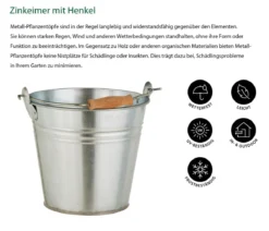 Dehner Zinkeimer mit Henkel, silber
