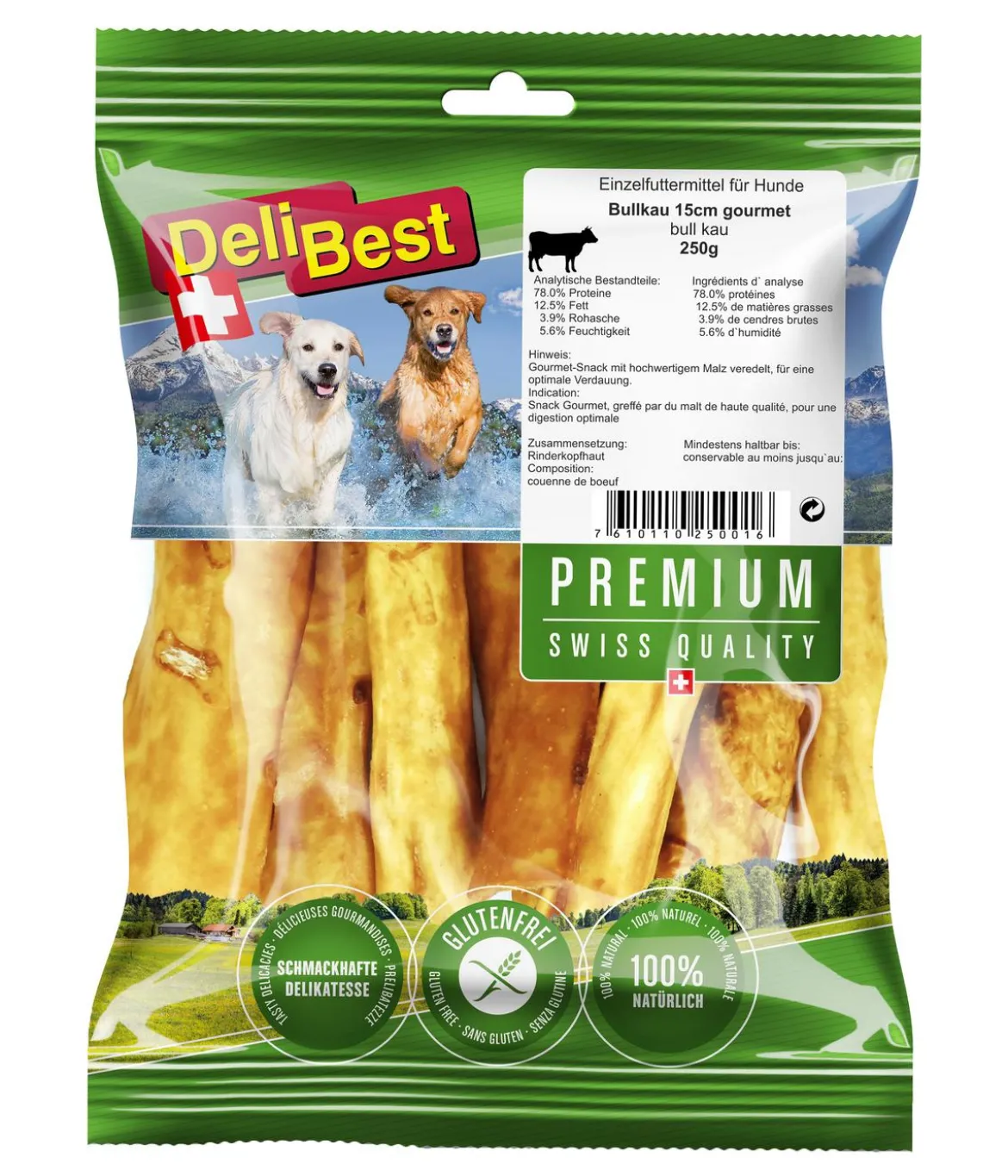 DeliBest Premium Hundesnack Bullkau, 250 g