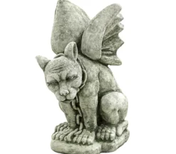 Denscho Stein-Drache sitzend mit Kette, 40 x 25 x 48 cm