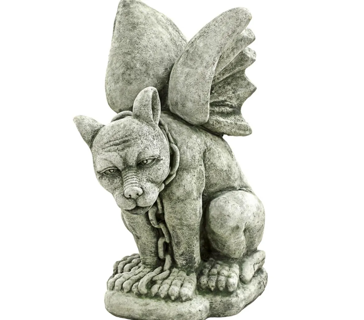 Denscho Stein-Drache sitzend mit Kette, 40 x 25 x 48 cm