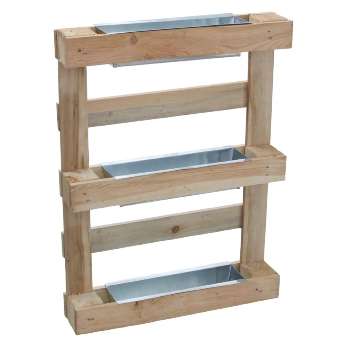 Dio Metall-Pflanzkasten verzinkt für Palettenholz-Möbel, rechteckig, silber, ca. B35,5/H12/T12,5 cm