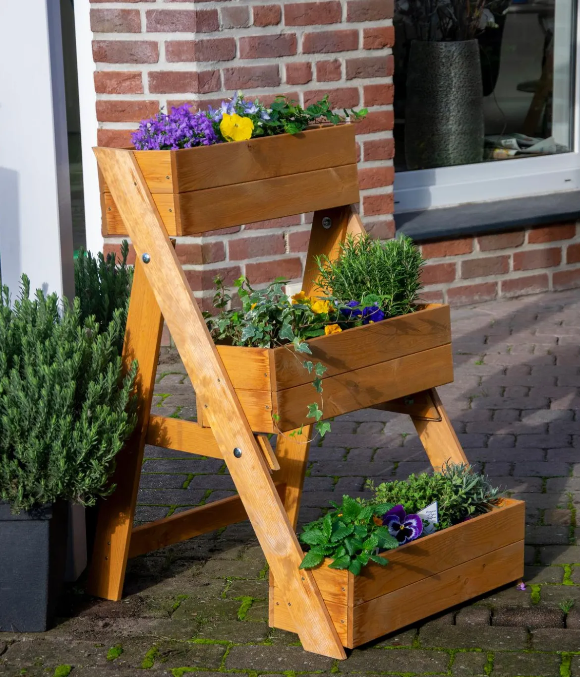 dobar Holz-Pflanztreppe, ca. B70/H90/T60 cm