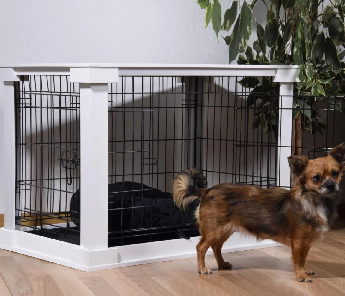 dobar® petlife Design-Hundekäfig, weiß, ca. B59/H83/T55 cm