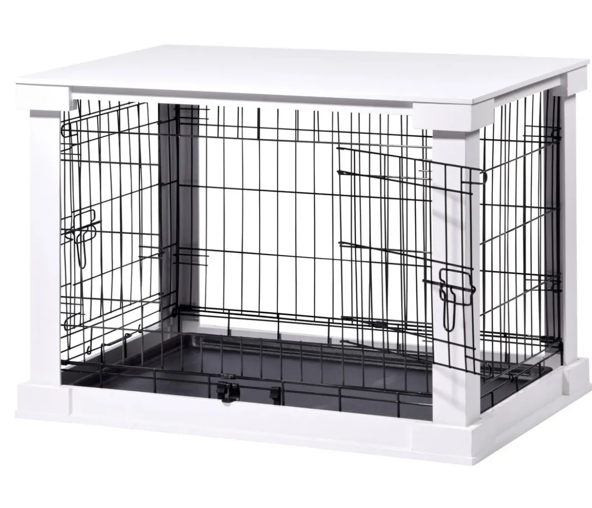 dobar® petlife Design-Hundekäfig, weiß, ca. B59/H83/T55 cm