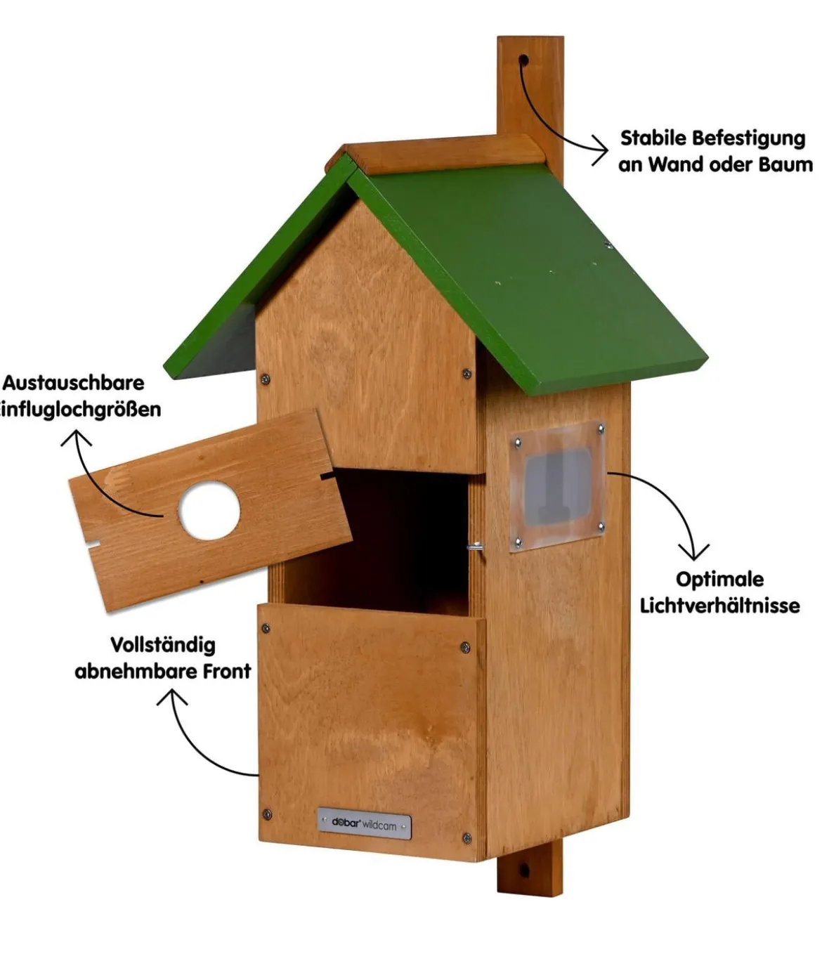 dobar® wildlife Nistkasten Karsten, inkl. Kamera, ca. B22,5/H53/T25,5 cm