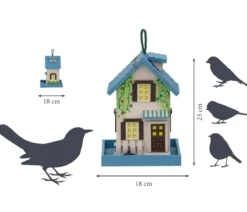 dobar® wildlife Vogelhaus Welcome inkl. Ständer, grün/weiß, ca. B23/H100/T18 cm