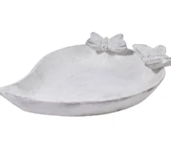 dobar® wildlife Vogeltränke Foglia, Keramik, weiß, ca. B37/H4,5/T28 cm