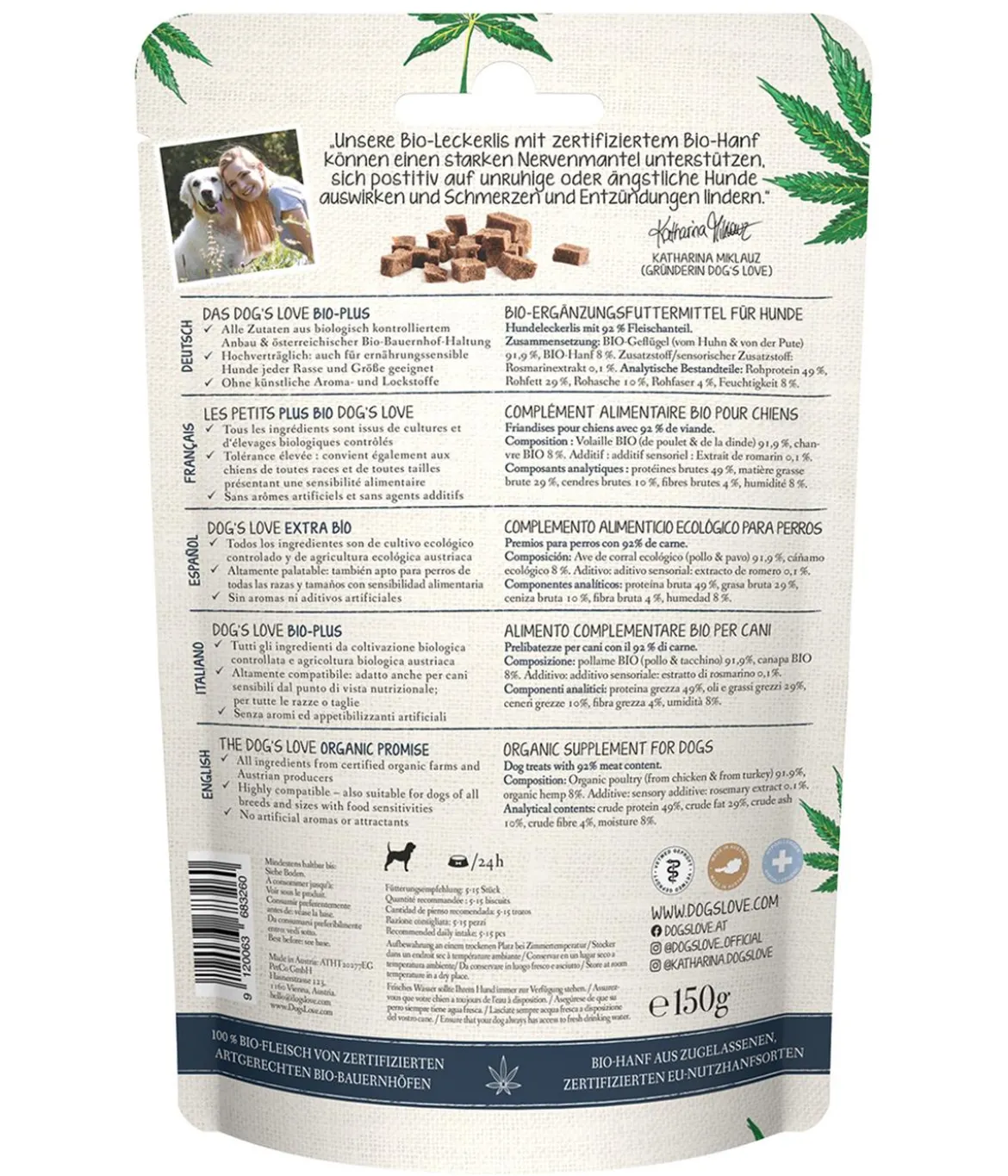 DOG'S LOVE Hundesnack Canna Drops, 150 g