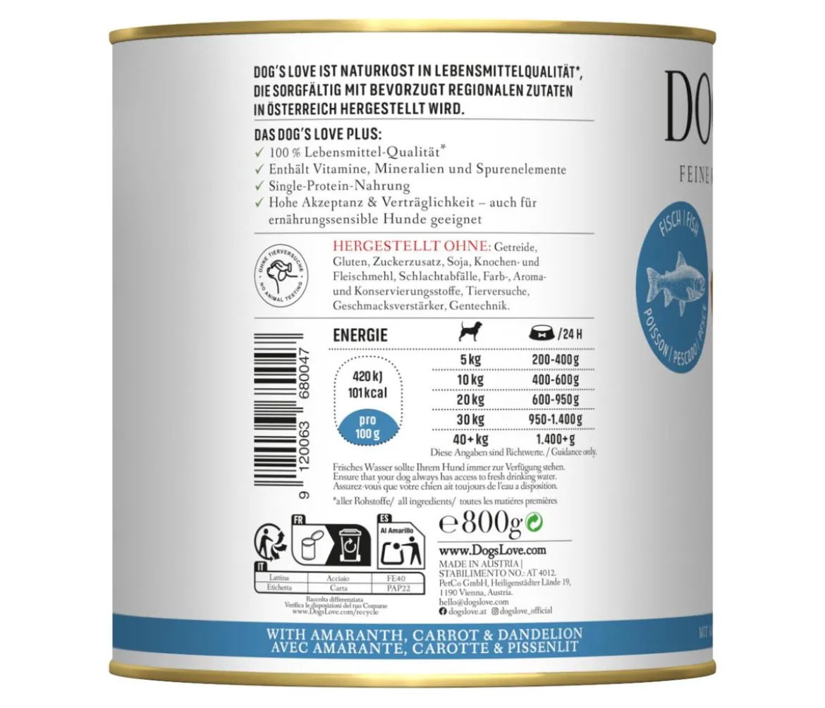 DOG'S LOVE Nassfutter für Hunde Adult, 6 x 800 g