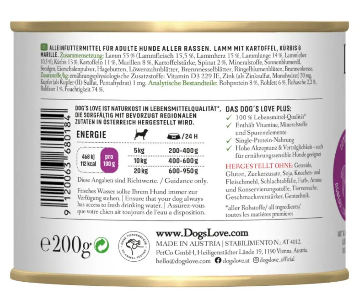 DOG'S LOVE Nassfutter für Hunde Adult, 6 x 200 g