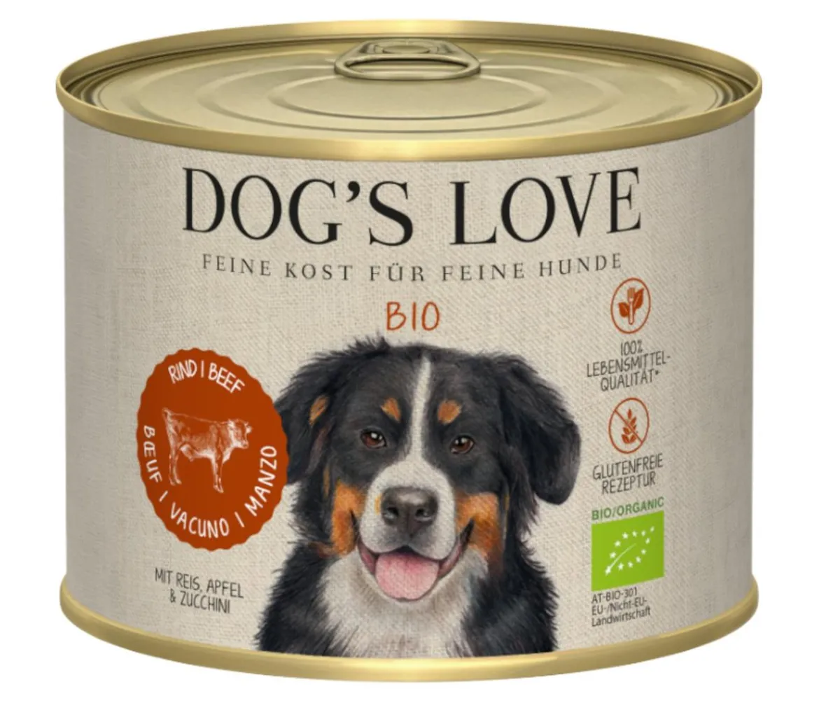 DOG'S LOVE Nassfutter für Hunde Bio, 6 x 200 g
