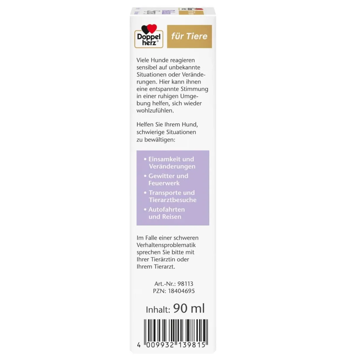 Doppelherz Relaxspray für Hunde, 90 ml