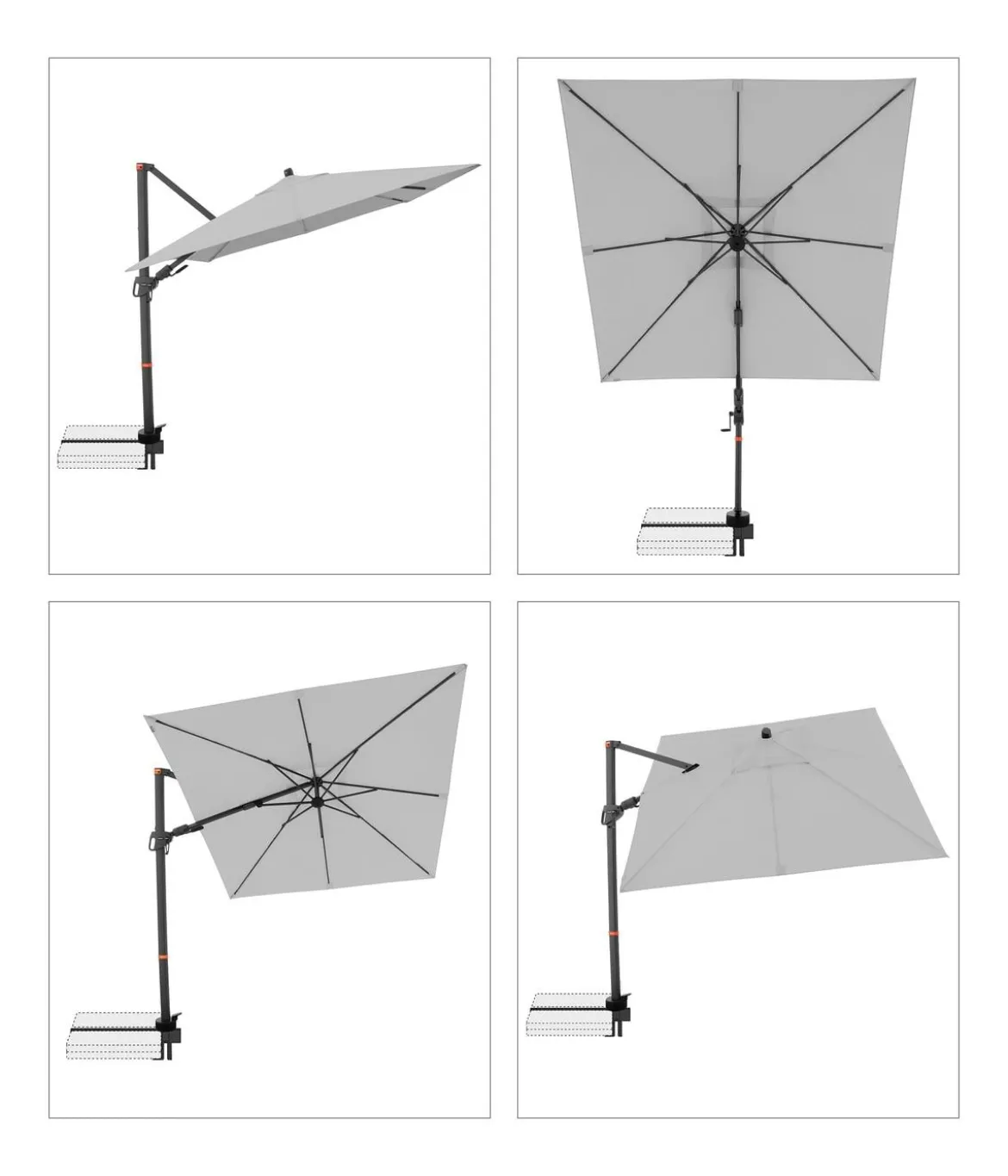 Doppler Ampelschirm myZone AX, quadratisch, ca. B210/T210 cm