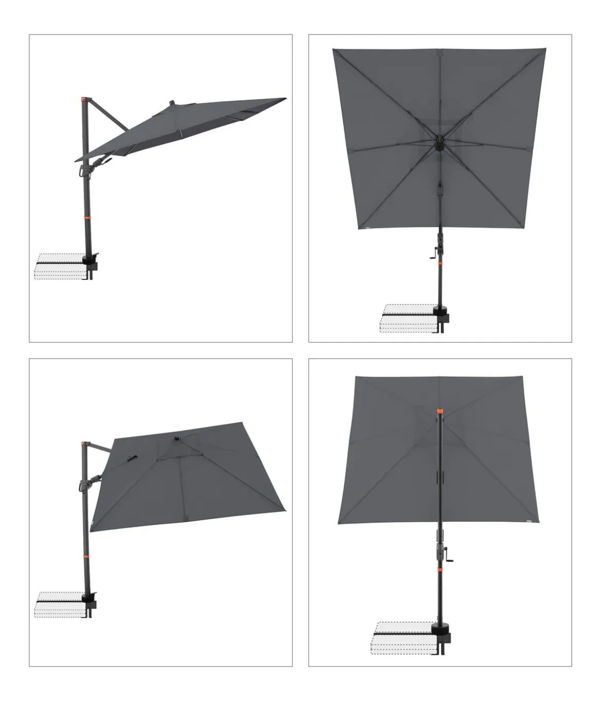 Doppler Ampelschirm myZone AX, quadratisch, ca. B210/T210 cm