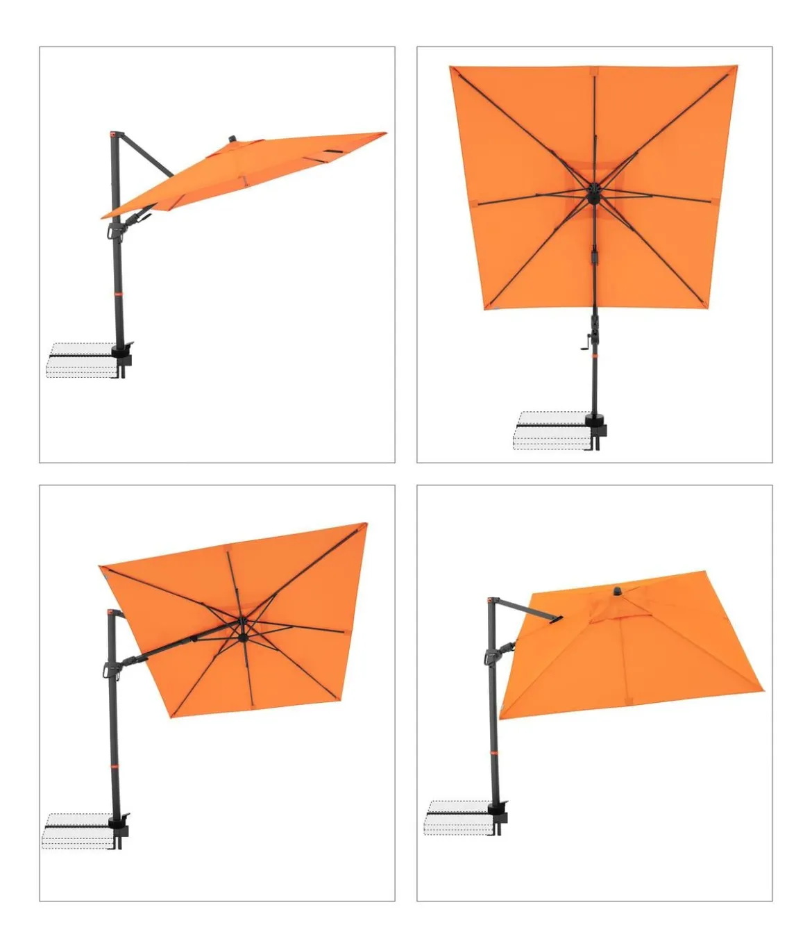 Doppler Ampelschirm myZone AX, quadratisch, ca. B210/T210 cm