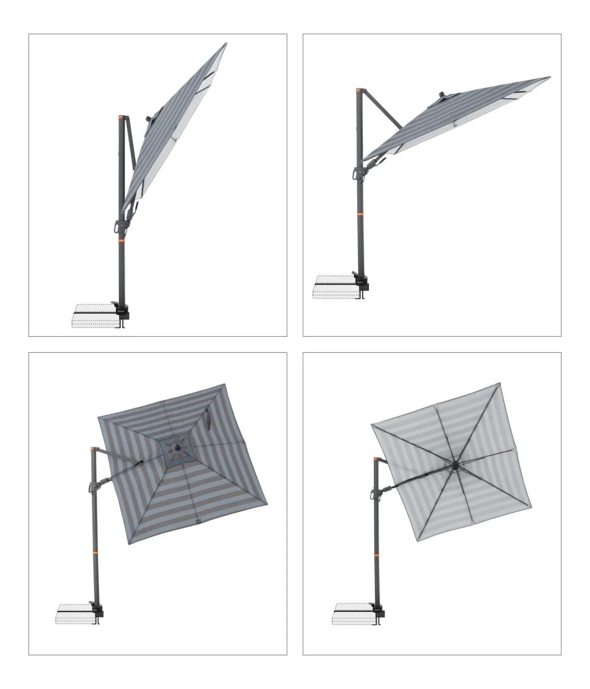 Doppler Ampelschirm myZone AX, quadratisch, ca. B210/T210 cm