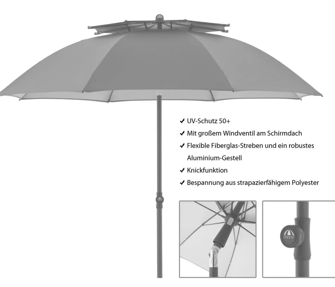 Doppler Sonnenschirm Windprofi Neo, rund, ca. Ø200 cm