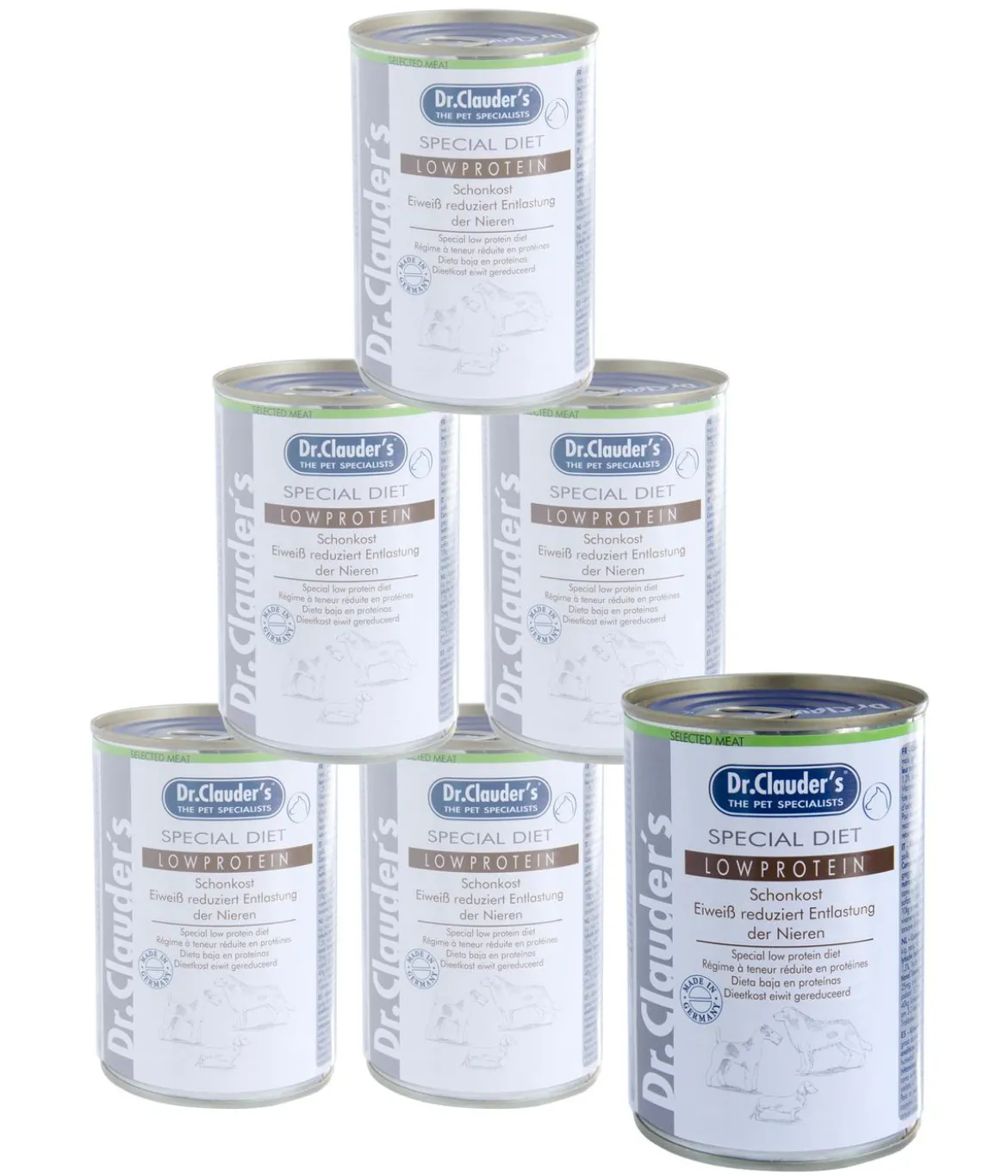 Dr. Clauder's® Nassfutter für Hunde Spezialdiät Low Protein Adult, 6 x 400 g
