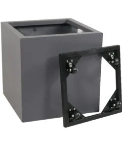 Eastwest Fiberglas-Pflanzkübel mit Pflanzenroller, quadratisch, anthrazit