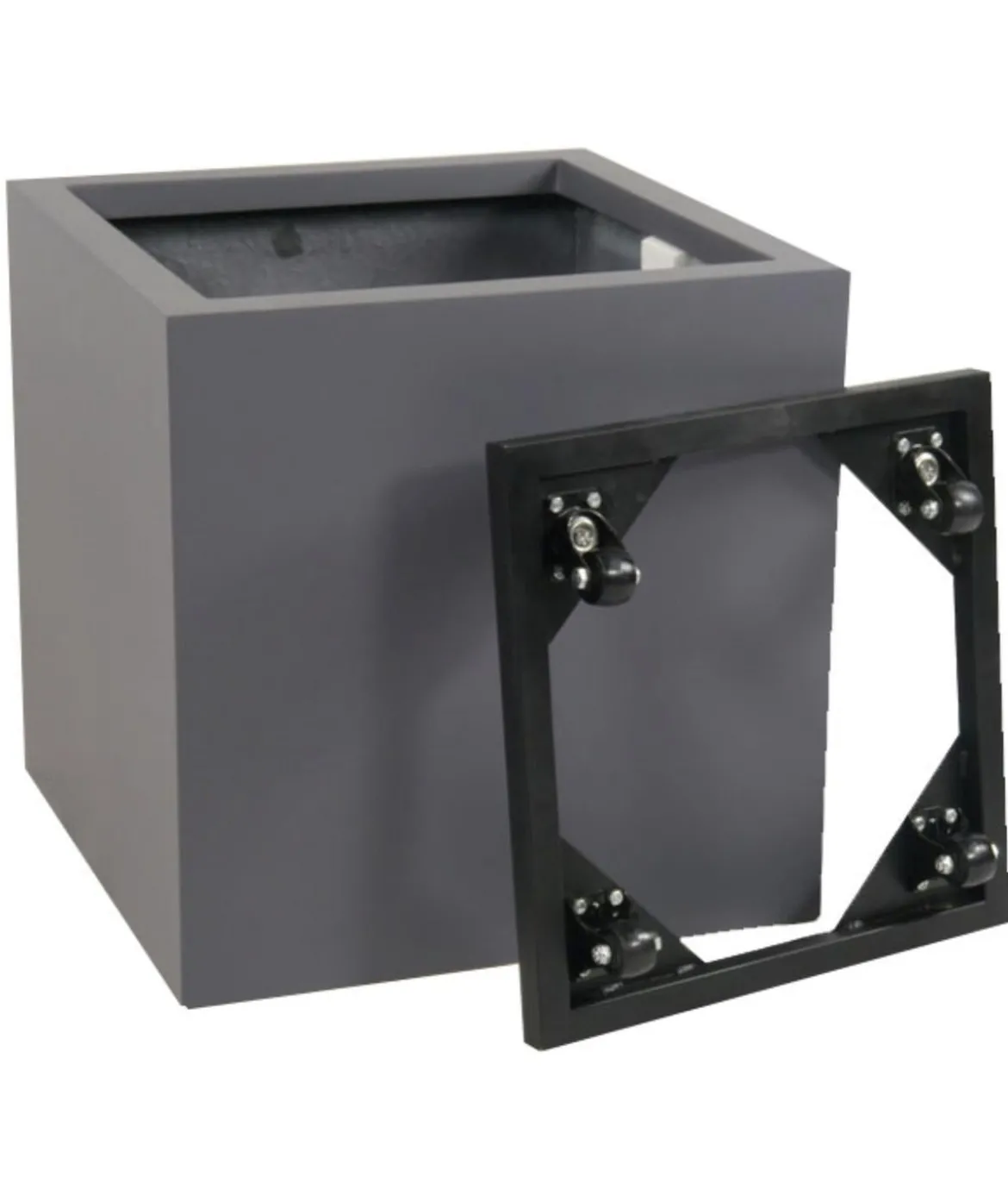 Eastwest Fiberglas-Pflanzkübel mit Pflanzenroller, quadratisch, anthrazit