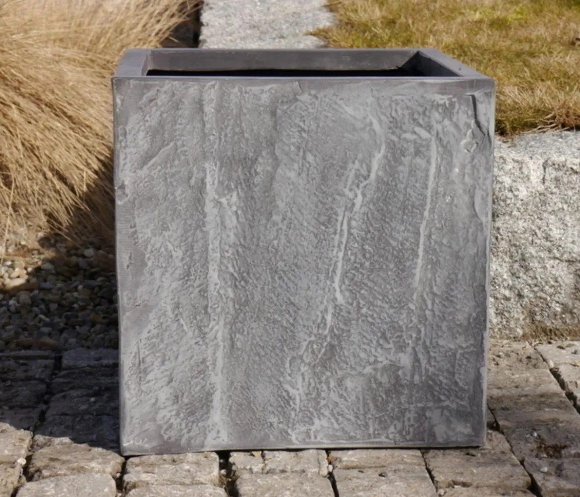 Eastwest Fiberglas-Pflanzkübel Rocks, quadratisch, grau