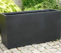 Eastwest Fiberglas-Pflanztrog, rechteckig, schwarz