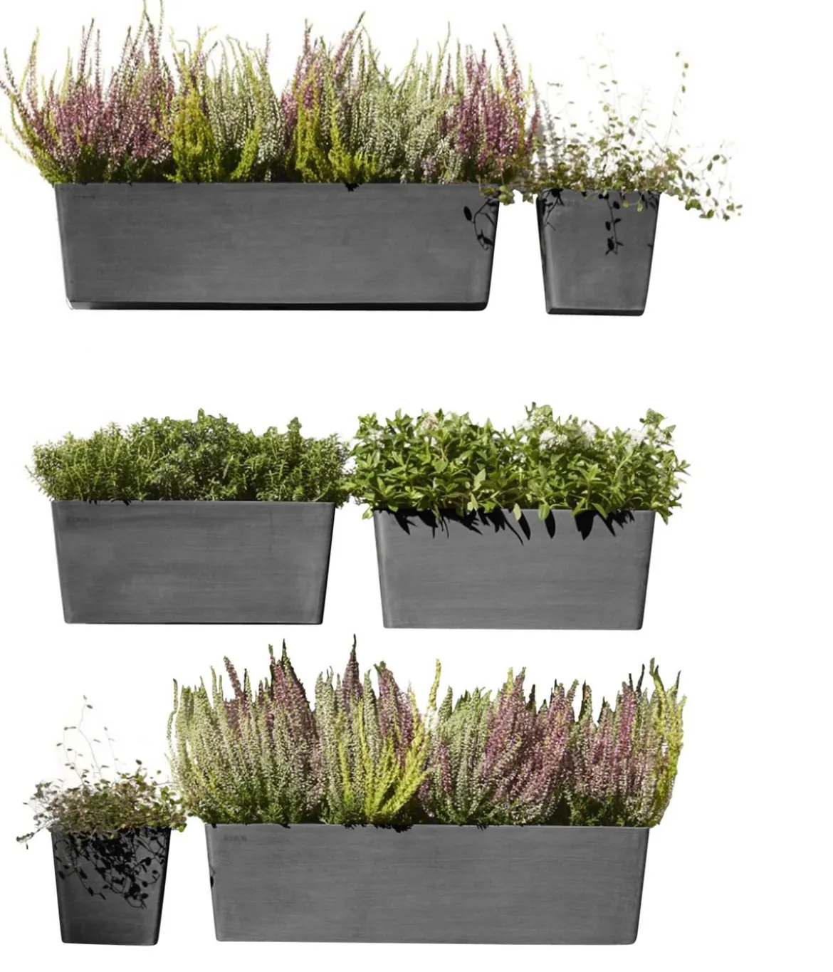 Ecopots Kunststoff-Kasten Manhattan Wall mit Wassersystem, rechteckig