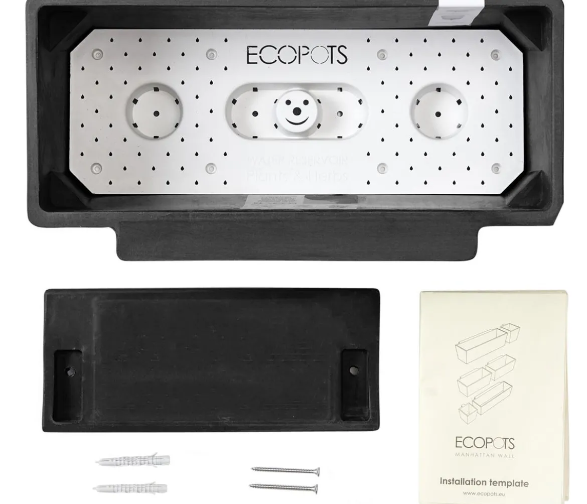 Ecopots Kunststoff-Kasten Manhattan Wall mit Wassersystem, rechteckig