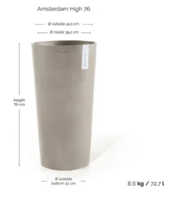 Ecopots Kunststoff-Topf Amsterdam hoch, rund