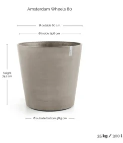 Ecopots Kunststoff-Topf Amsterdam mit Rollen, rund