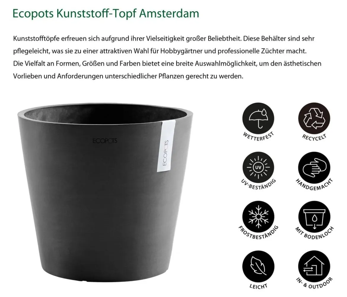 Ecopots Kunststoff-Topf Amsterdam, rund