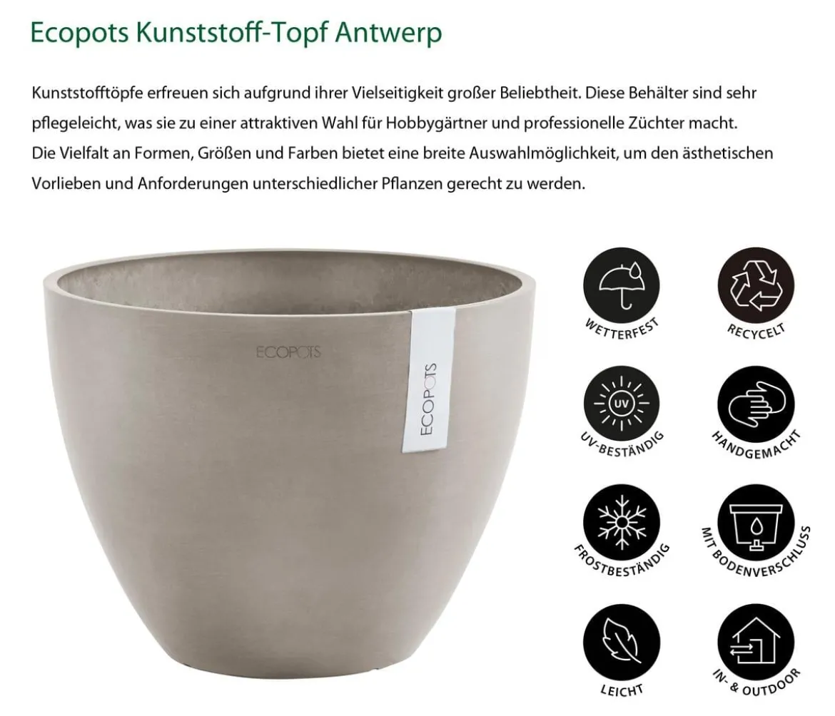 Ecopots Kunststoff-Topf Antwerp, rund