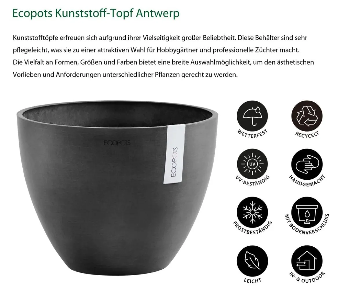 Ecopots Kunststoff-Topf Antwerp, rund