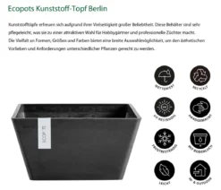 Ecopots Kunststoff-Topf Berlin, quadratisch