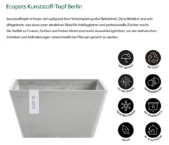 Ecopots Kunststoff-Topf Berlin, quadratisch