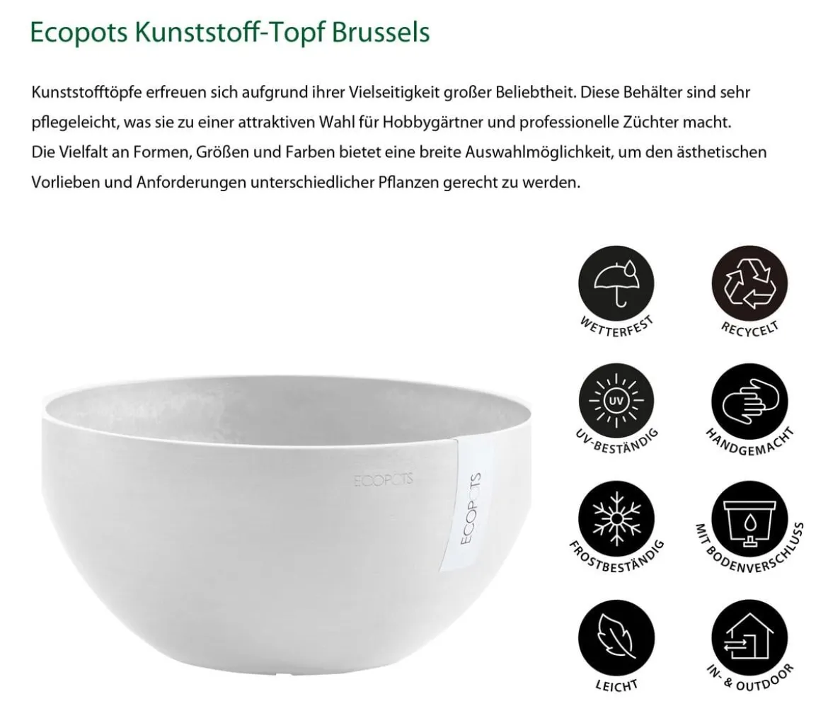 Ecopots Kunststoff-Topf Brussels, rund