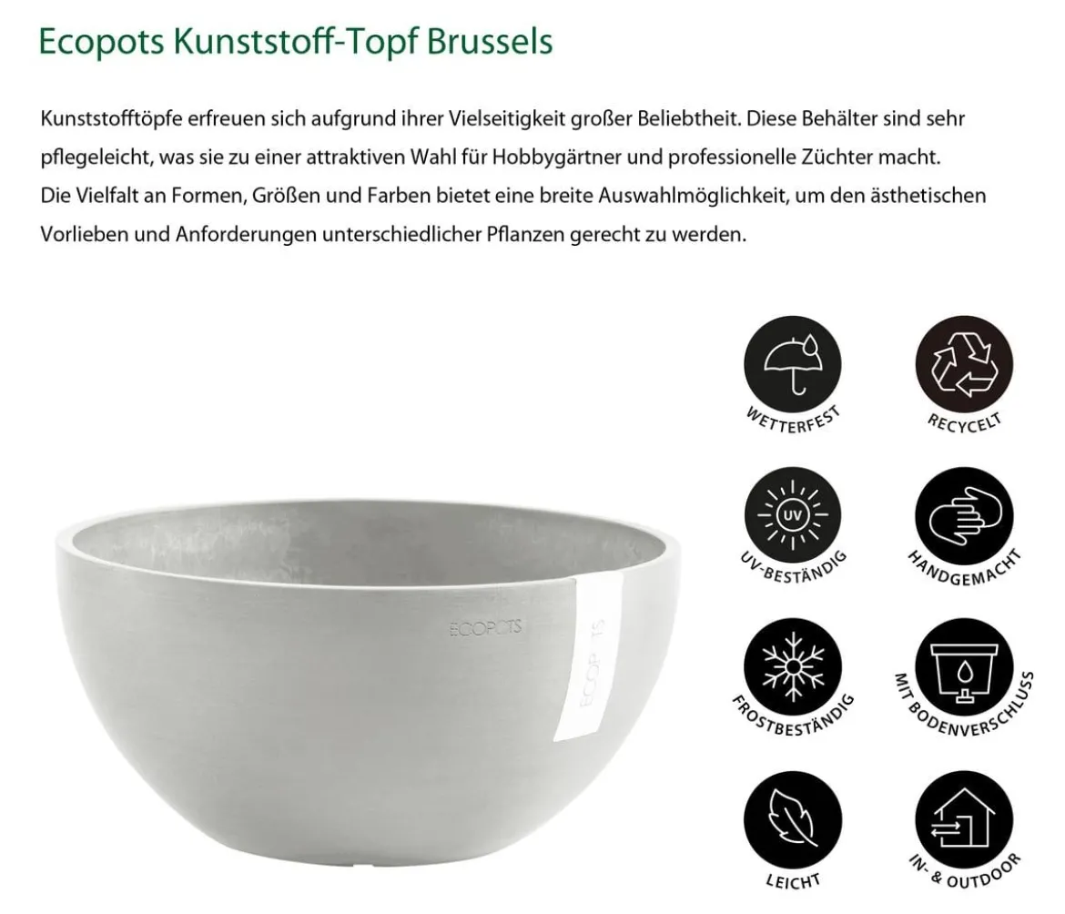 Ecopots Kunststoff-Topf Brussels, rund