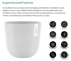 Ecopots Kunststoff-Topf Oslo mit Wassersystem, rund