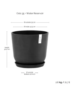 Ecopots Kunststoff-Topf Oslo mit Wassersystem, rund