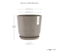 Ecopots Kunststoff-Topf Oslo mit Wassersystem, rund