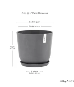 Ecopots Kunststoff-Topf Oslo mit Wassersystem, rund