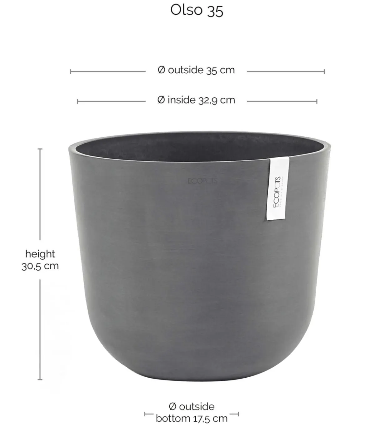 Ecopots Kunststoff-Topf Oslo, rund