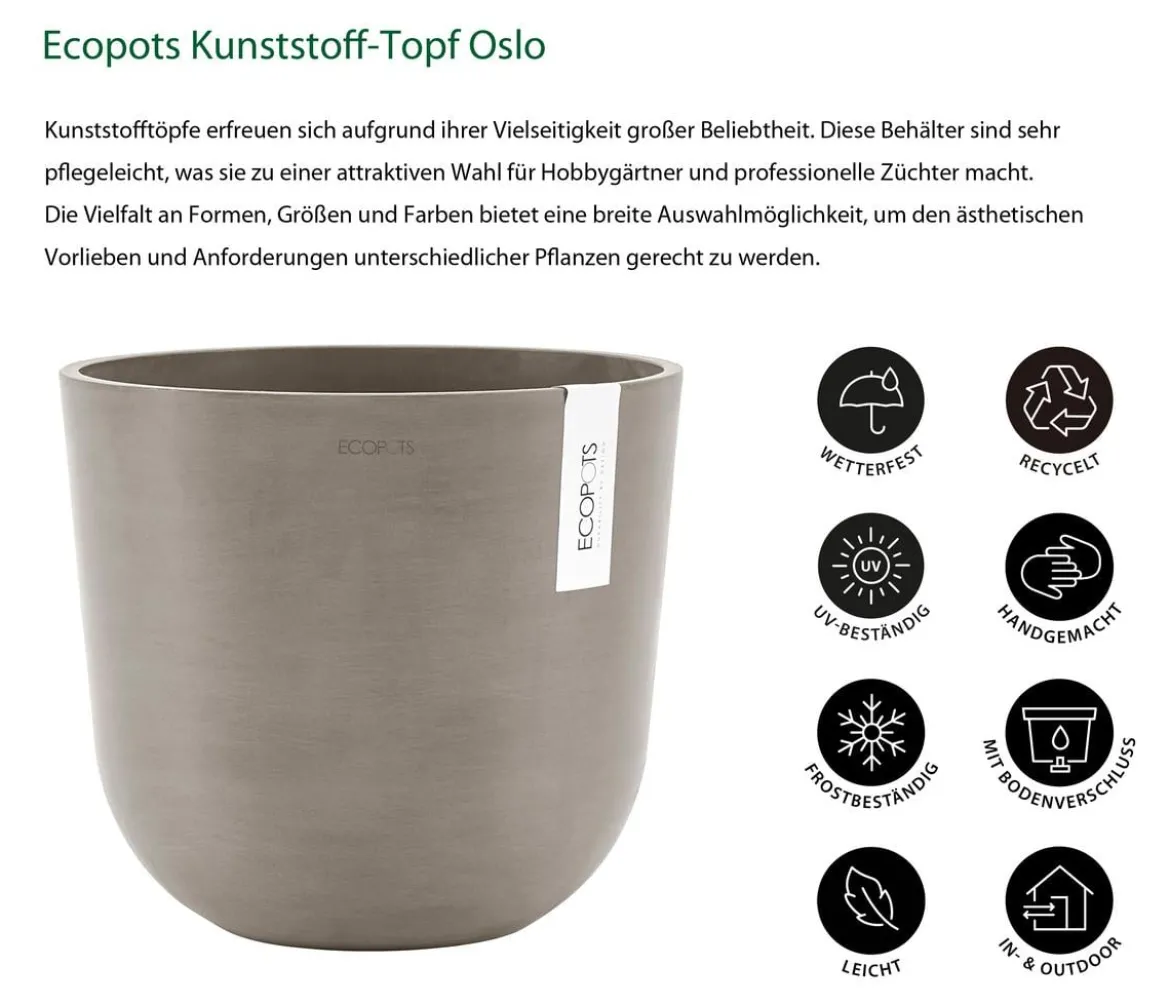 Ecopots Kunststoff-Topf Oslo, rund