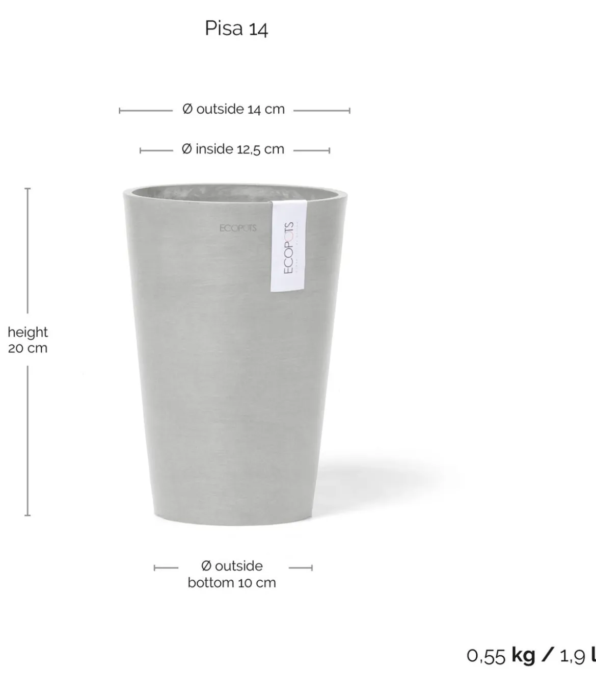 Ecopots Kunststoff-Topf Pisa