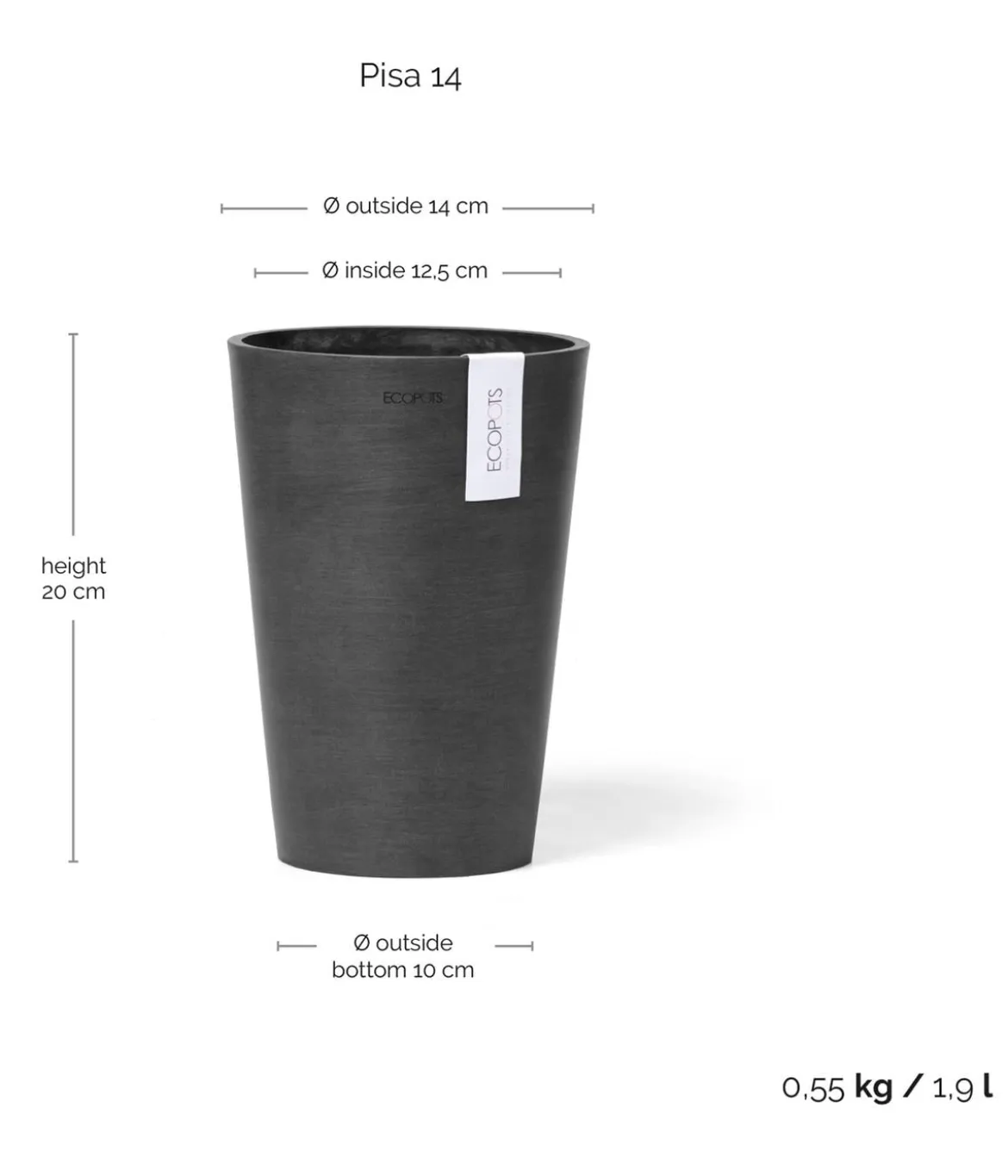 Ecopots Kunststoff-Topf Pisa