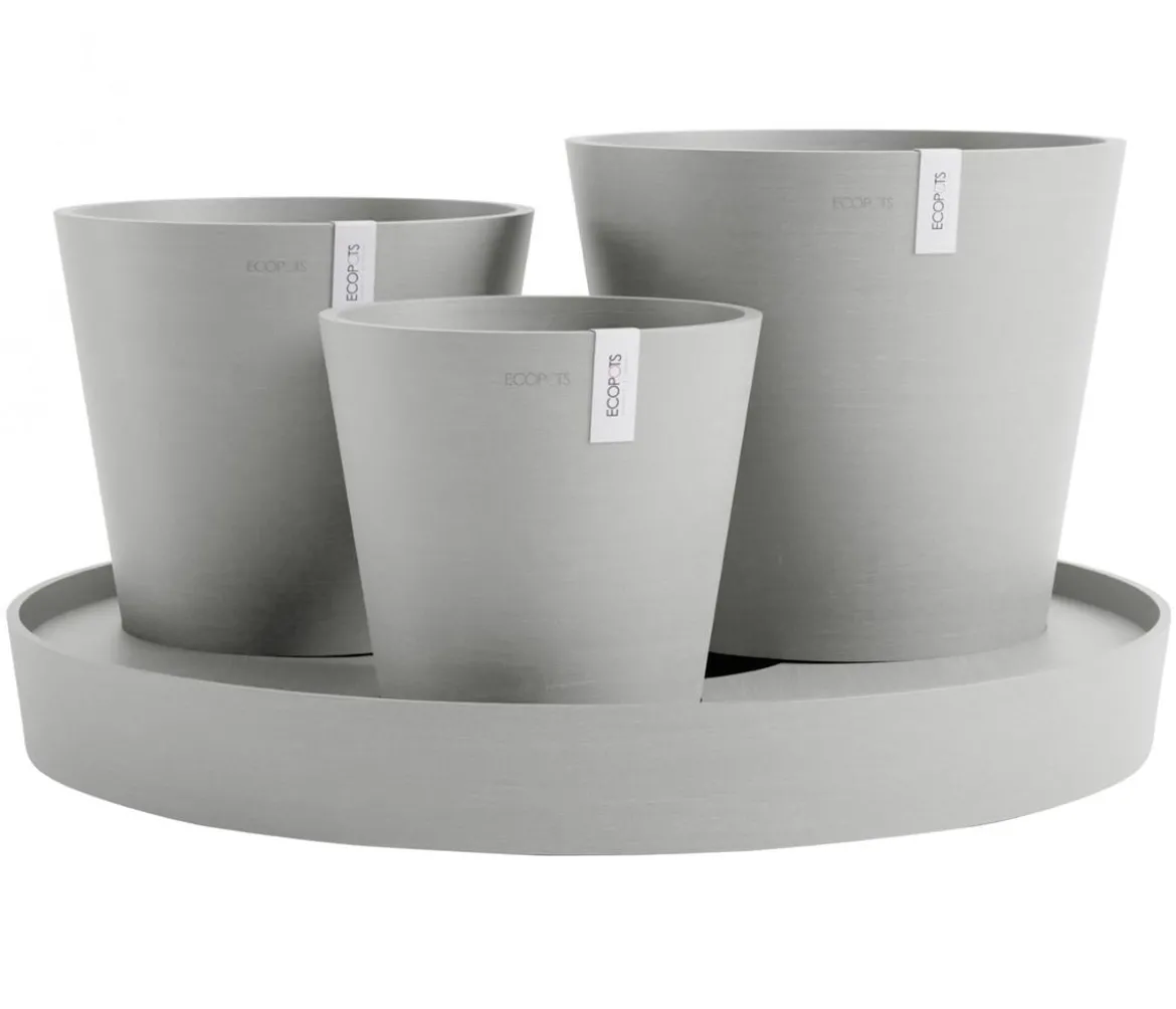 Ecopots Kunststoff-Topf-Set Dubai mit Untersetzer, 4-teilig